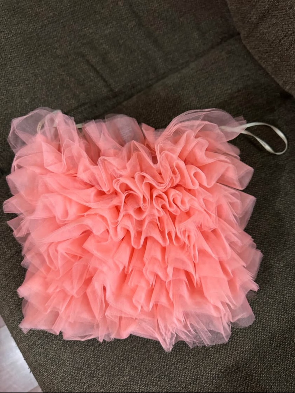 Forever 21 Peach Ruffled Tulle Tube top
